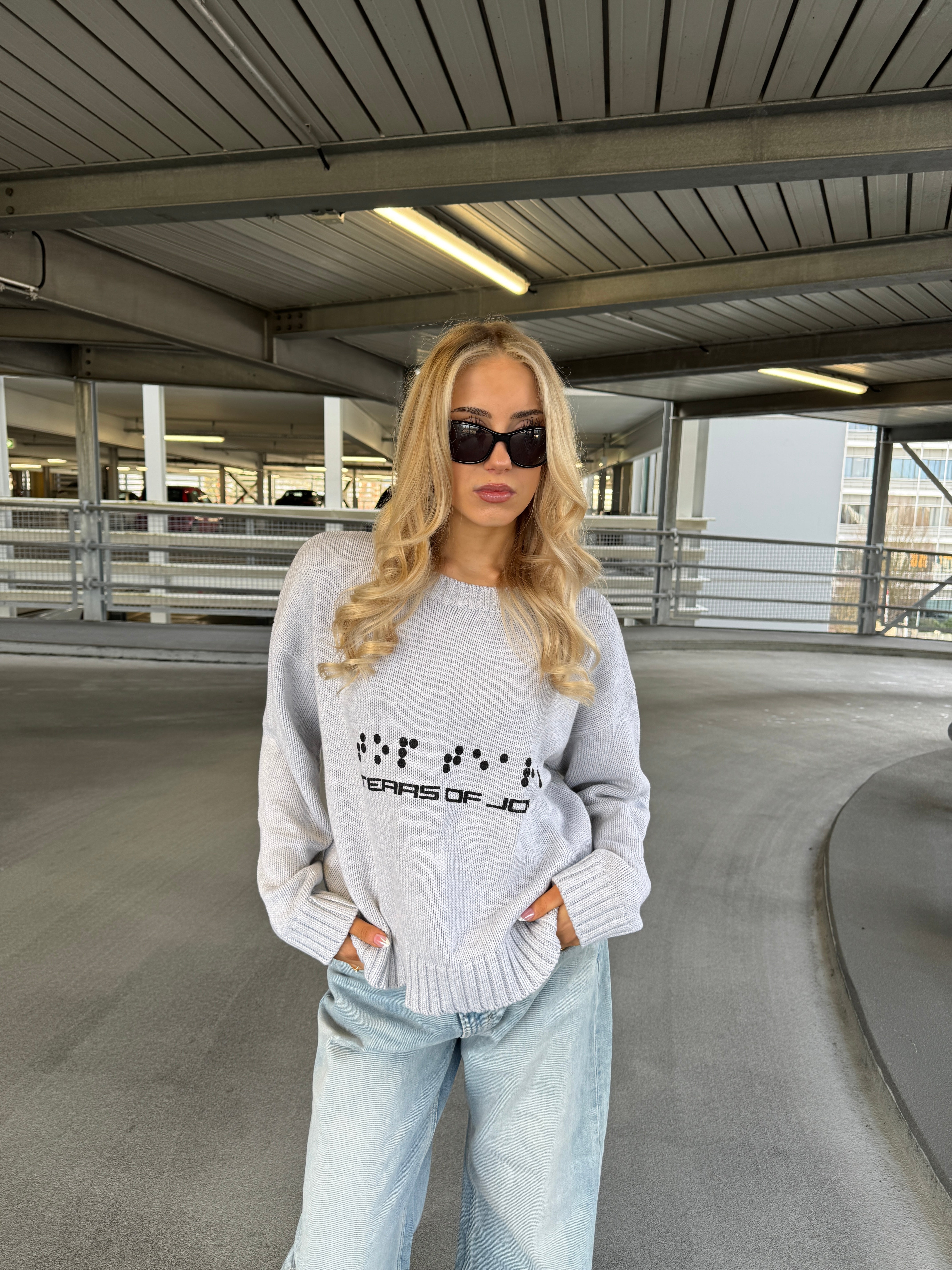 TEARS OF JOY KNIT SWEATER "SOFT GREY"