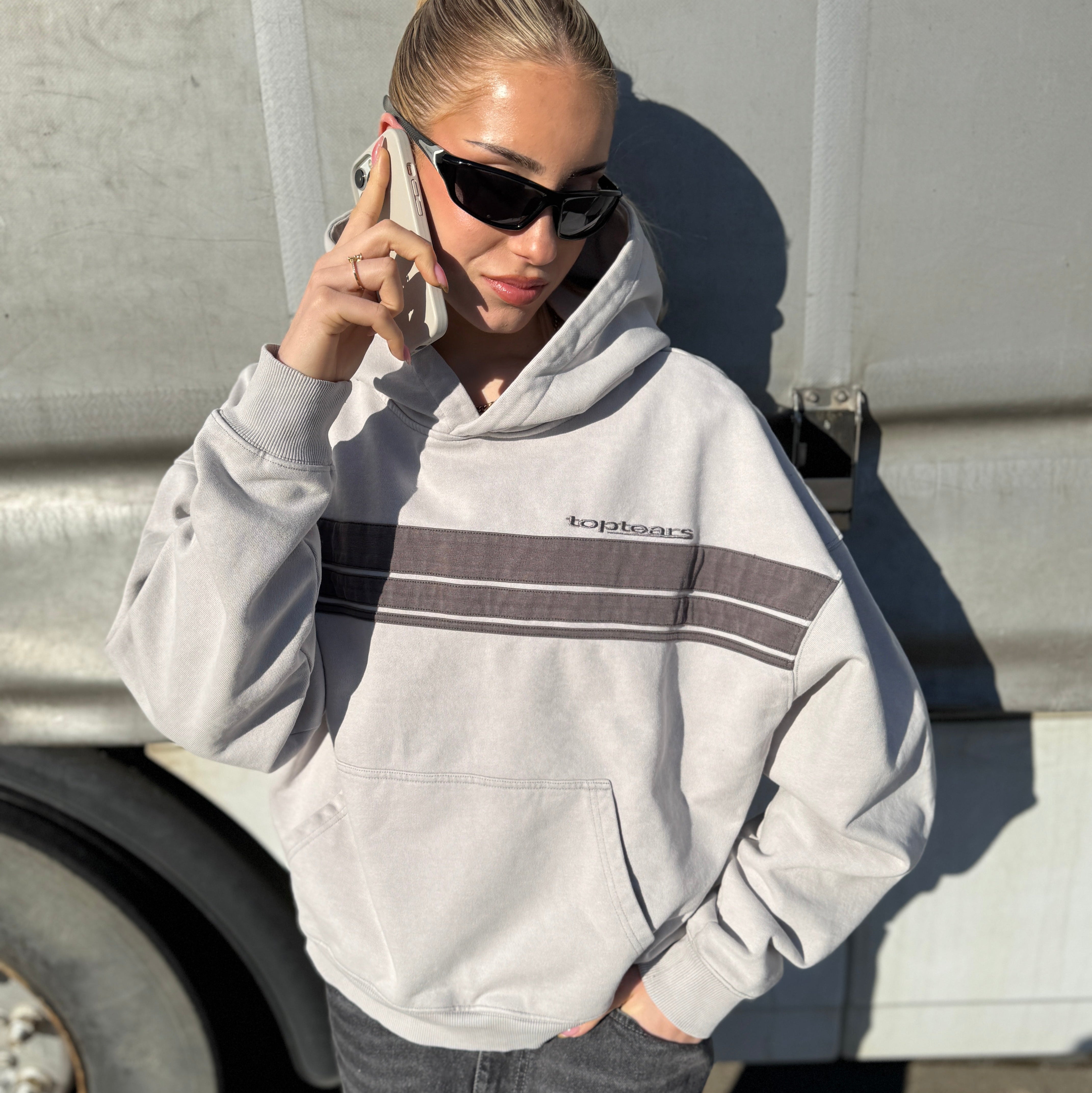 STRIPES HOODIE "FADED GREY"