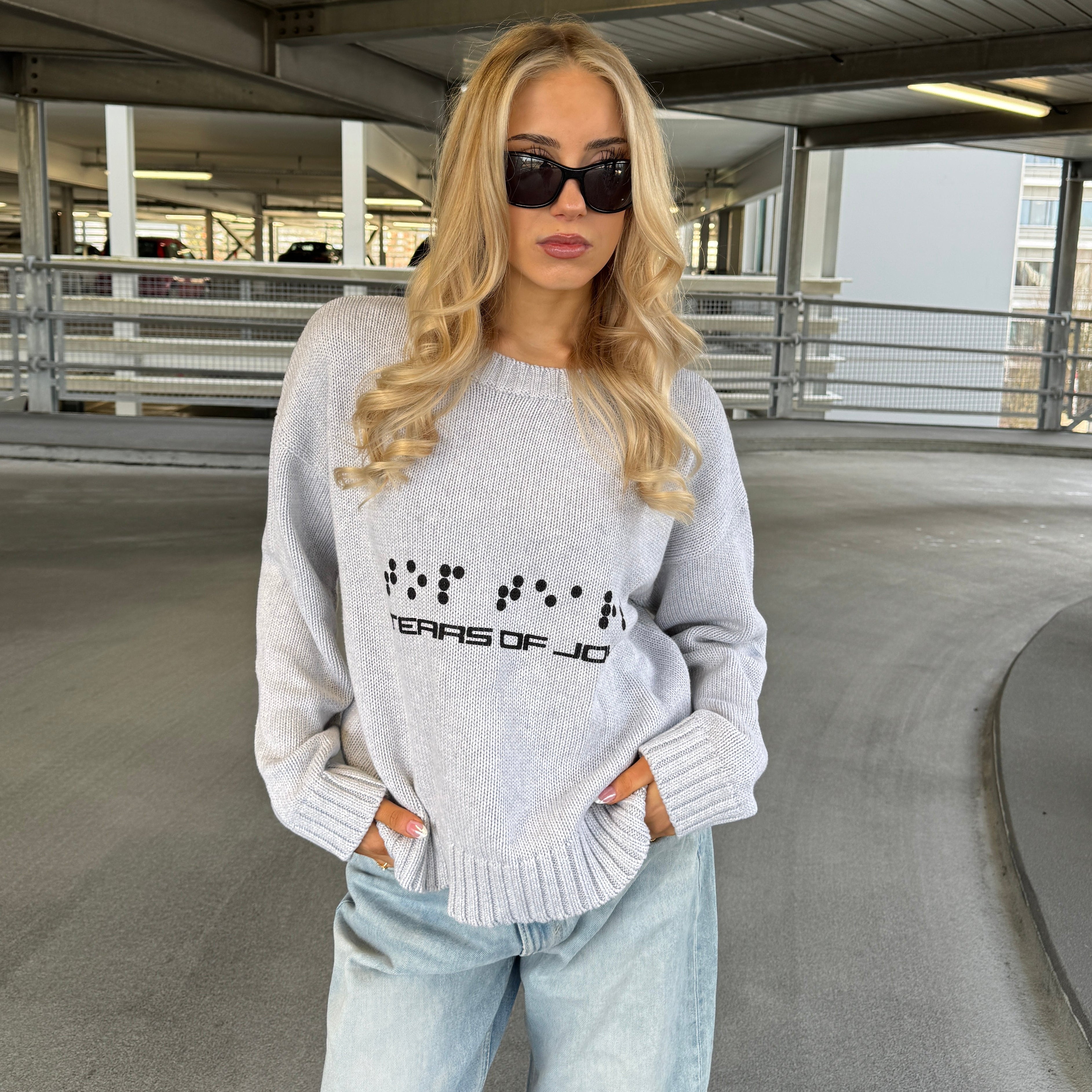 TEARS OF JOY KNIT SWEATER "SOFT GREY"