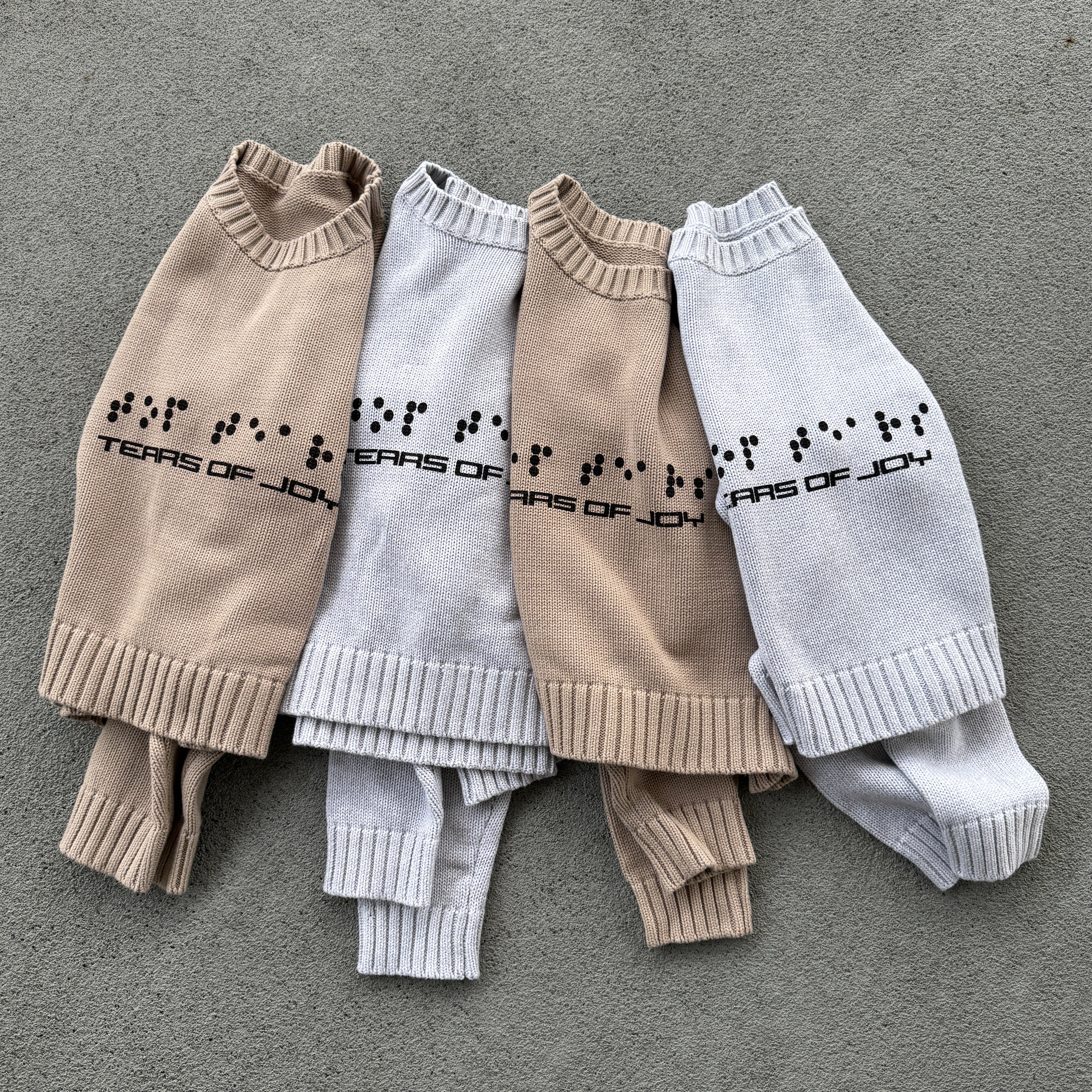 TEARS OF JOY KNIT SWEATER "SOFT GREY"