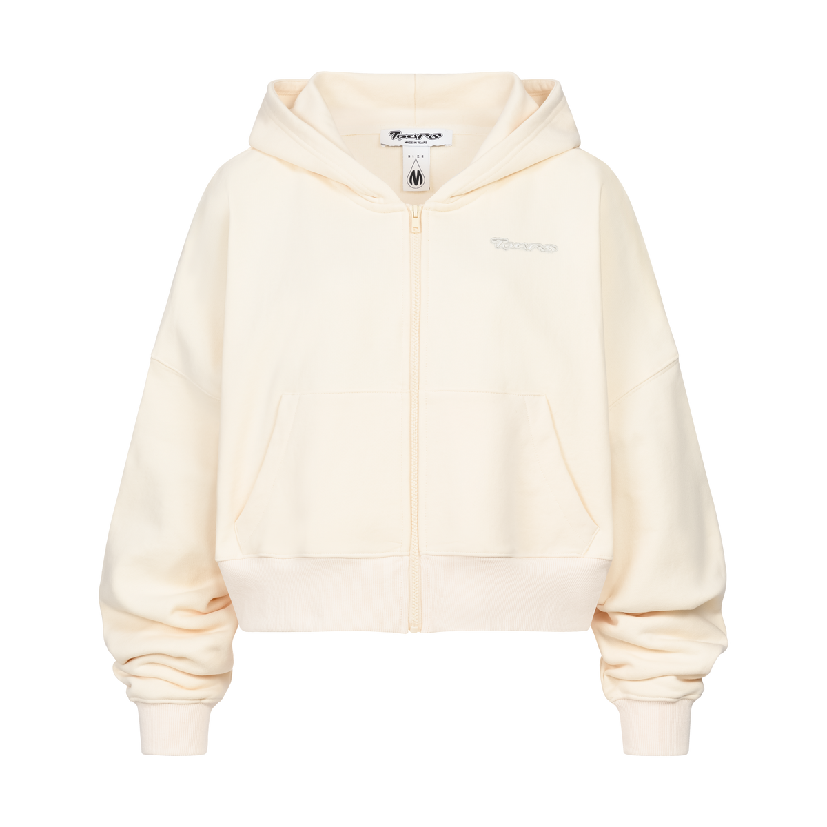 トップス tajent EYELET DESIGN ZIP UP HOODIE-IVORY LOOSE FIT